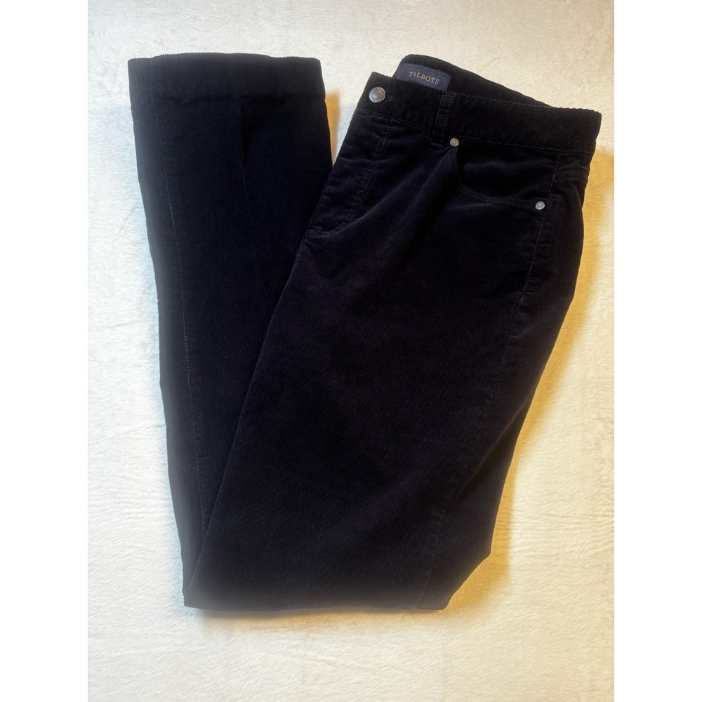 Talbots Corduroy Pants Womens 12 Heritage Straight Leg Stretch Dark Navy Blue